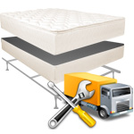 Queen Size Pillowtop Mattress Set, Bed Frame & Delivery/Set Up in NYC (Corsicana Bedding)